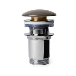 Piletta click-clack universale 8,5 h cm e tappo in ceramica tortora scuro opaco