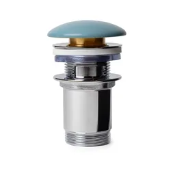 Piletta click-clack universale 8,5 h cm e tappo in ceramica azzurro polvere opaco