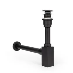 Set piletta click-clack universale e sifone di scarico quadrato per lavabo nero opaco