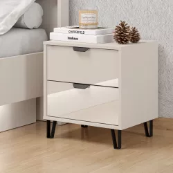 Comodino 48x52h cm con 2 cassetti cashmere e piedi neri - Dolan