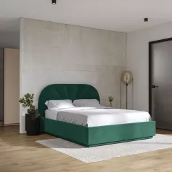 Letto matrimoniale 160x200 cm in velluto verde scuro con contenitore - Liebe