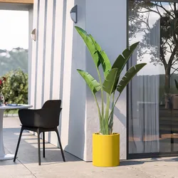 Vaso da esterno 40 h cm tutta capienza in polietilene giallo - Contesly