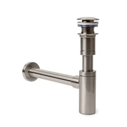 Set piletta click-clack universale e sifone di scarico tondo per lavabo spazzolato