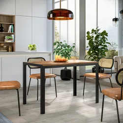 Tavolo da pranzo 120x70 cm con top effetto rovere e gambe in metallo nero - Vigore