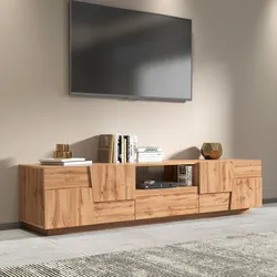 Mobile porta tv 220x46h cm rovere wotan con 4 ante e 1 cassetto - Beryl