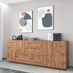 Madia 220x86h cm rovere wotan con 4 ante e 3 cassetti - Beryl