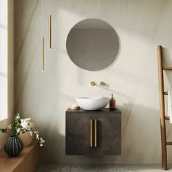Mobile bagno portalavabo 60 cm 2 ante bronzo in legno di mango - Lyle