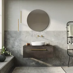Mobile bagno portalavabo 90 cm con cassetto bronzo in legno di mango - Lyle