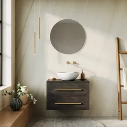 Mobile bagno portalavabo 70 cm 2 cassetti bronzo in legno di mango - Lyle