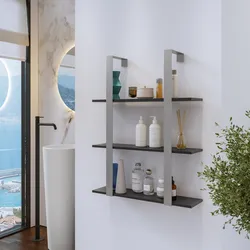 Mensola bagno 70x90 h cm in acciaio grigio e mensole antracite - Multipla