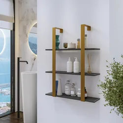 Mensola bagno 70x90 h cm in acciaio oro e mensole antracite - Multipla