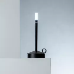 Lampada da tavolo 10x25 cm touch a candela in alluminio nero - Sylar