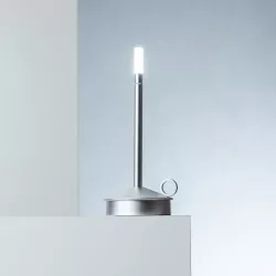 Lampada da tavolo 10x25 cm touch a candela in alluminio argento - Sylar