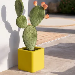 Vaso da esterno quadrato 35 h cm tutta capienza in polietilene giallo - Bondy