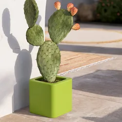 Vaso da esterno quadrato 35 h cm tutta capienza in polietilene verde kiwi - Bondy