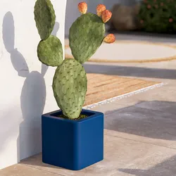 Vaso da esterno quadrato 35 h cm tutta capienza in polietilene blu - Bondy