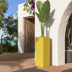 Portavaso da esterno quadrato 90 h cm in polietilene giallo - Bondy