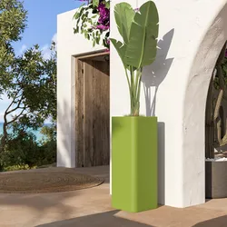 Portavaso da esterno quadrato 90 h cm in polietilene verde kiwi - Bondy