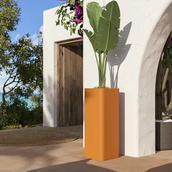 Portavaso da esterno quadrato 90 h cm in polietilene ocra - Bondy