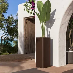 Portavaso da esterno quadrato 90 h cm in polietilene bronzo - Bondy