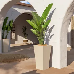 Portavaso da esterno liscio 66 h cm in polietilene crema - Allicy