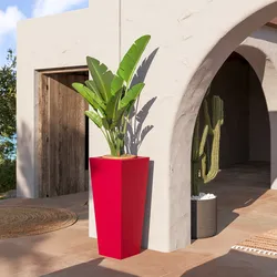 Portavaso da esterno liscio 90 h cm in polietilene rosso fragola - Allicy