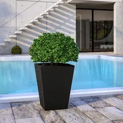 Vaso da esterno rustico 39 h cm tutta capienza in polietilene grafite - Allicy