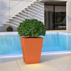 Vaso da esterno rustico 39 h cm tutta capienza in polietilene arancione - Allicy