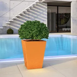 Vaso da esterno rustico 39 h cm tutta capienza in polietilene ocra - Allicy