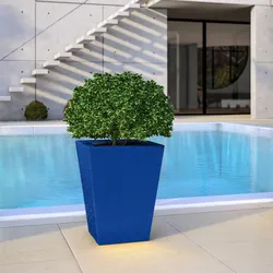 Vaso da esterno rustico 39 h cm tutta capienza in polietilene blu - Allicy