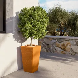 Portavaso da esterno rustico 53 h cm in polietilene ocra - Allicy