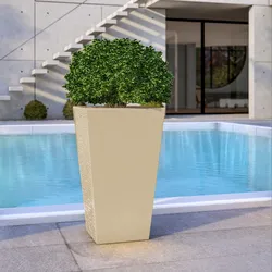 Vaso da esterno rustico 53 h cm tutta capienza cm in polietilene crema - Allicy