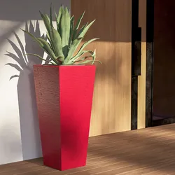 Portavaso da esterno rustico 90 h cm in polietilene rosso fragola - Allicy