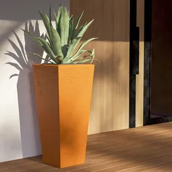 Portavaso da esterno rustico 90 h cm in polietilene ocra - Allicy
