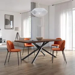 Tavolo da pranzo 180x90 cm top effetto rovere deciso 38 mm e gambe incrociate in metallo nero – Arkeo