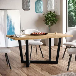 Tavolo da pranzo 150x70 cm top effetto rovere gold 38 mm e gambe in metallo nero - Sedric