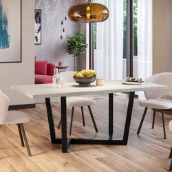 Tavolo da pranzo 200x100 cm top effetto rovere bianco 38 mm e gambe in metallo nero - Sedric