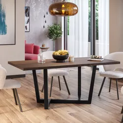 Tavolo da pranzo 200x100 cm top effetto rovere deciso 38 mm e gambe in metallo nero - Sedric