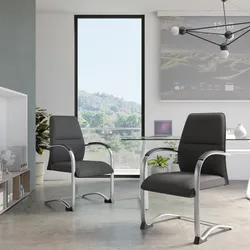 Set 2 sedie da ufficio in similpelle grigio scuro con struttura cromo - Skill