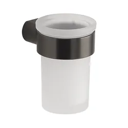 Portaspazzolini a muro in vetro satinato e cromall nero satinato - Pirenei di Gedy