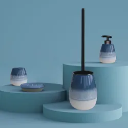 Set 4 accessorii da appoggio in ceramica degradè blu - Shejla di Gedy