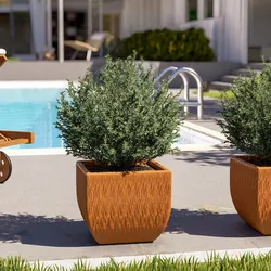 Vaso da esterno rustico 35x35 cm in polietilene ocra - Therra