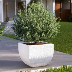 Vaso da esterno rustico 50x50 cm in polietilene bianco - Therra