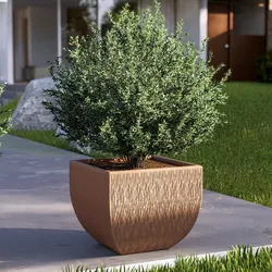 Vaso da esterno rustico 50x50 cm in polietilene tegola - Therra