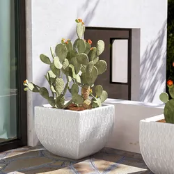 Vaso rustico da esterno 65x65 cm in polietilene bianco - Therra