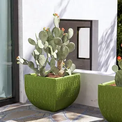 Vaso rustico da esterno 65x65 cm in polietilene verde kiwi - Therra