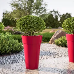 Vaso da esterno rotondo 29 cm tutta capienza in polietilene rosso fragola - Livery