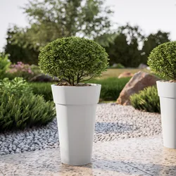 Vaso da esterno rotondo 29 cm tutta capienza in polietilene bianco - Livery