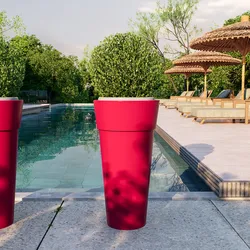 Portavaso da esterno rotondo 36 cm in polietilene rosso fragola - Livery