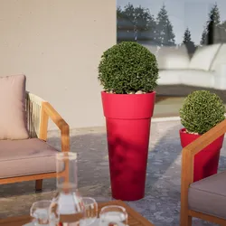 Vaso da esterno rotondo 36 cm tutta capienza in polietilene rosso fragola - Livery
